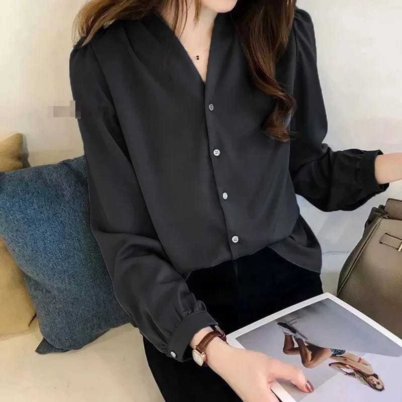 BLOUSE TOP SINTA SHAKILA TWILL / ATASAN POLOS BAHU REMPEL