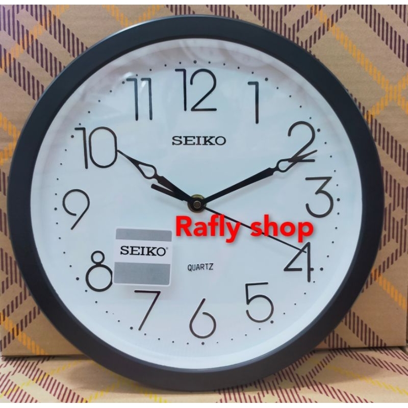 jam dinding Seiko hitam/putih 25cm