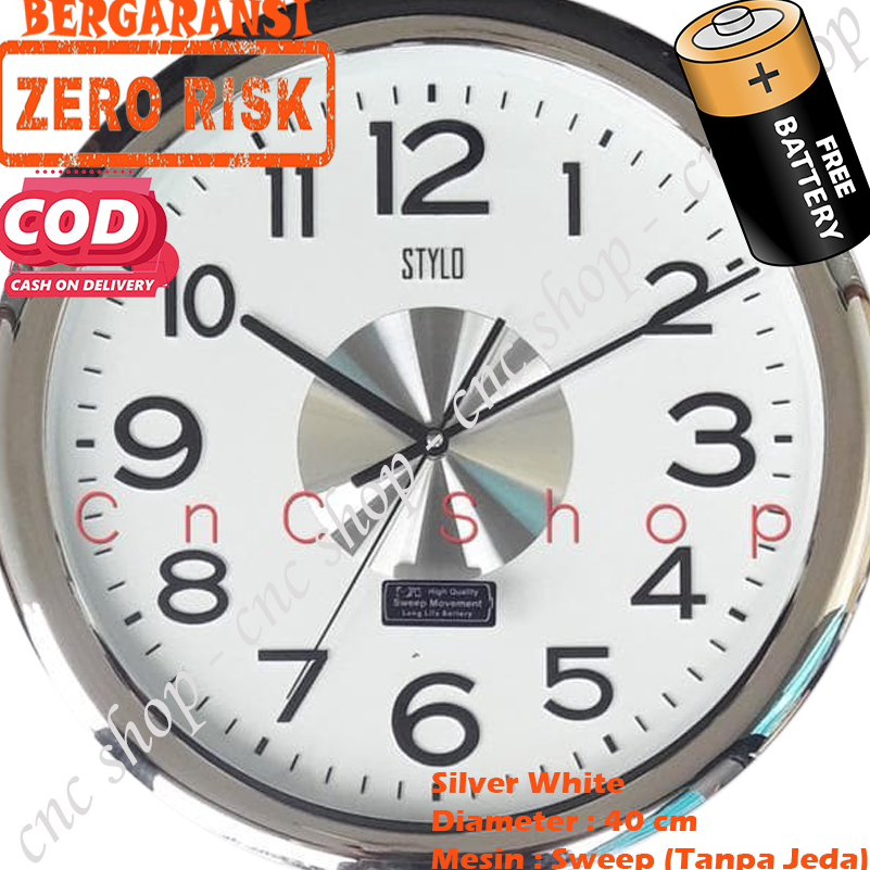 ☄️NEW✨ CNC SHOP Jam Dinding Besar mewah terbaru tempel tembok 40 cm Chrome Stylo jumbo mesin quartz 