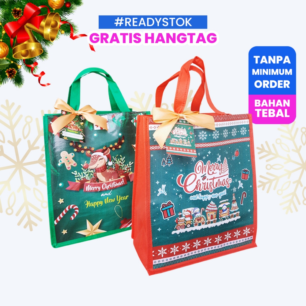 

Tas Natal Kain Tebal Ukuran Besar - Ready STOk | Goodie Bag Natal / Christmas / Hampers