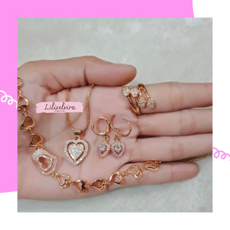 set kalung  xuping liontin  love lapis emas
