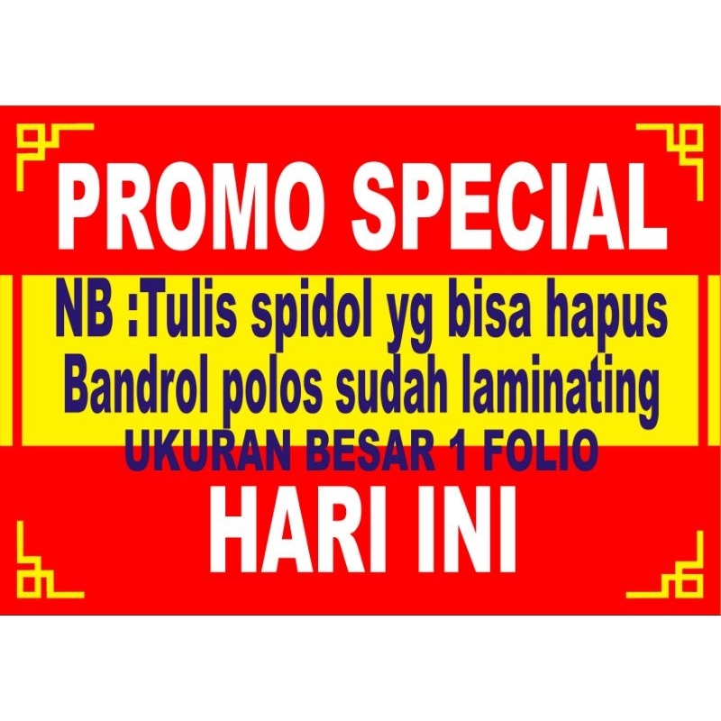 1 FOLIO FULL Bandrol Tulisan Tangan bisa hapus / Bandrol Tulisan Tangan / Bandrol Tulisan Laminating