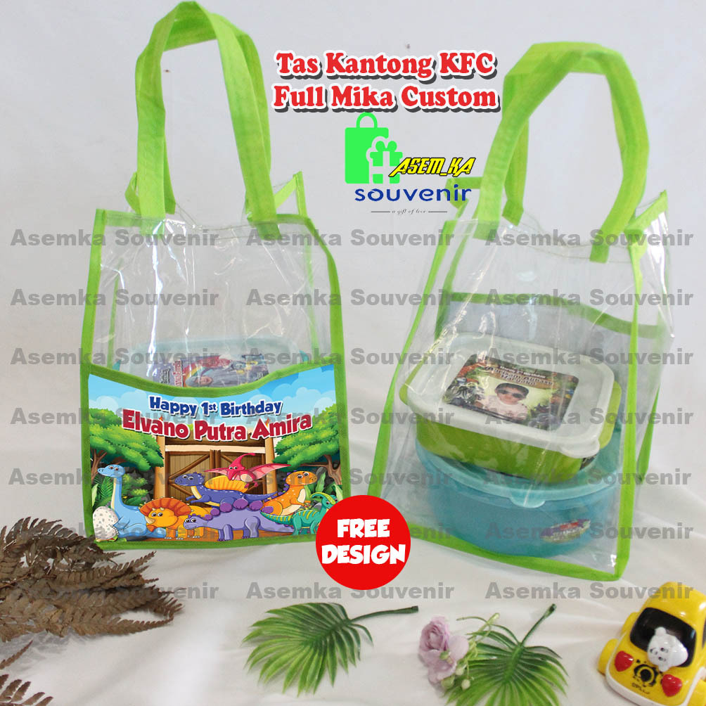 

TAS KANTONG KFC FULL MIKA TRANSPARANT ULTAH CUSTOM MUAT KFC - UK 20X14X25