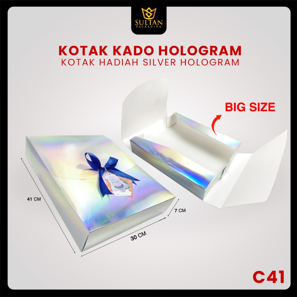 

Kotak Kado Hologram - Box Bridesmaid - Dus Hadiah Silver Hologram - C41