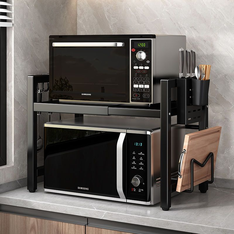 Rak oven microwave teleskopik rak oven rak dapur multifungsi persediaan dapur portabel