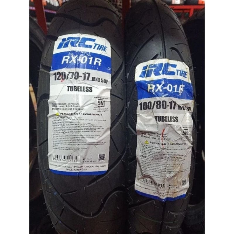 Paket Ban IRC 100/80-17 & 120/70-17 RX01 Tubeless