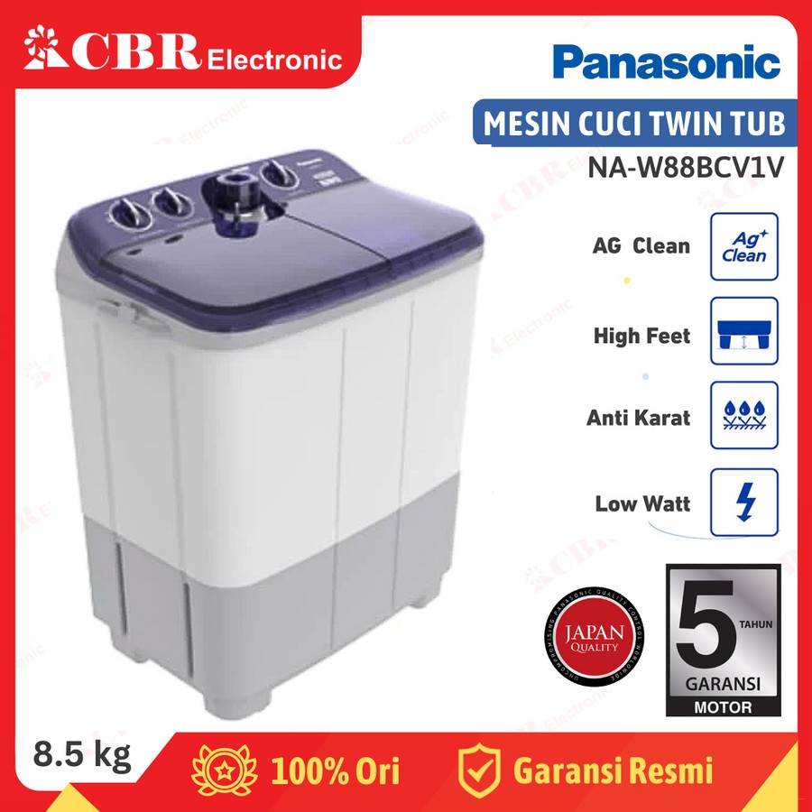 Mesin Cuci PANASONIC 2 Tabung 8.5 Kg W88BCV1V