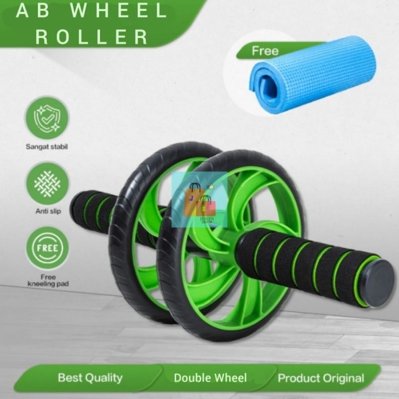 AB Wheel Roller Double Wheel Fitness Gym Equipment Power Latihan Perut