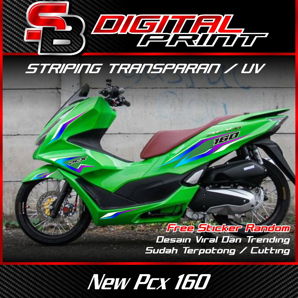 striping transparan pcx 160 - striping custome pcx 160