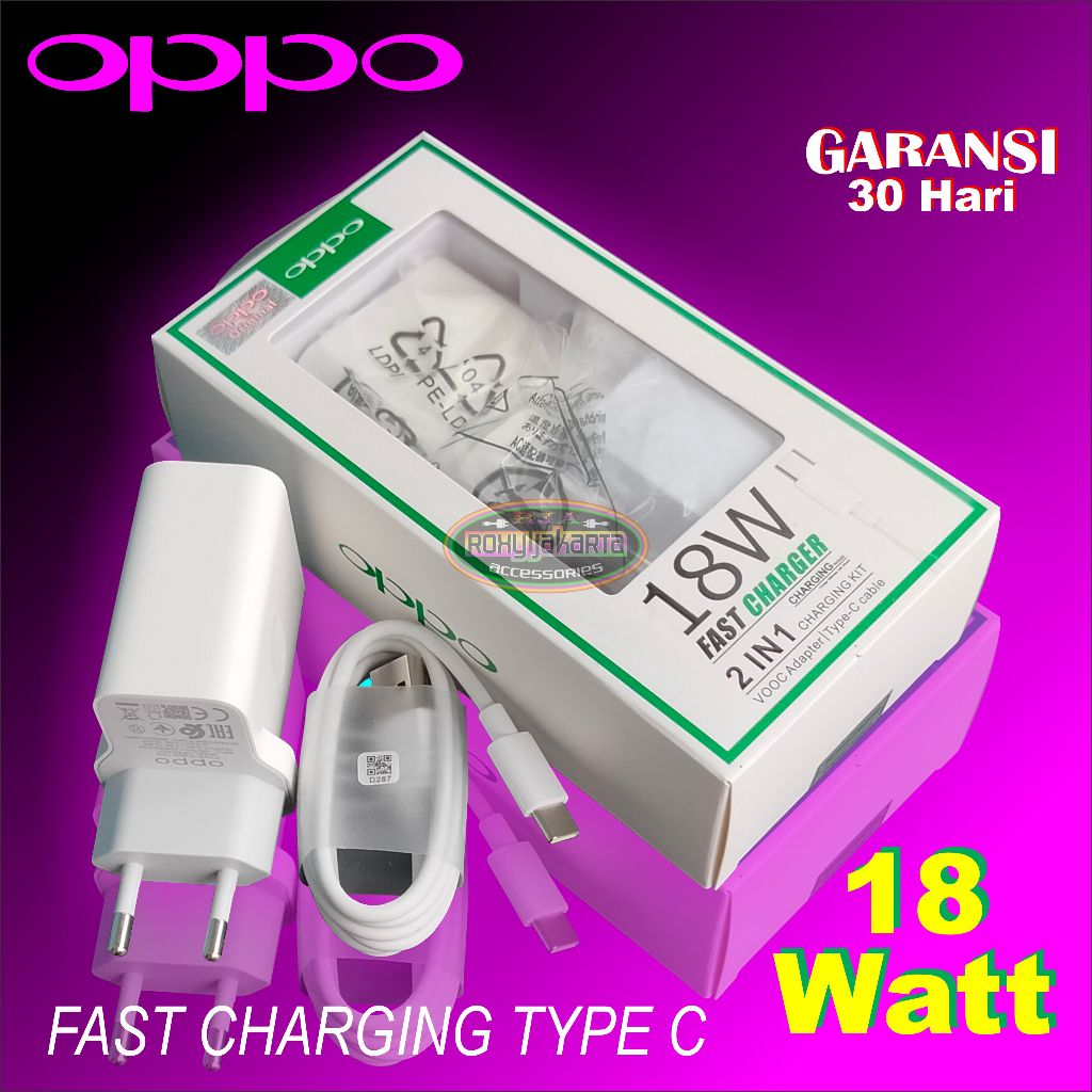 Charger Oppo A74 5G Original 100% 18 Watt Fast Charging Type C