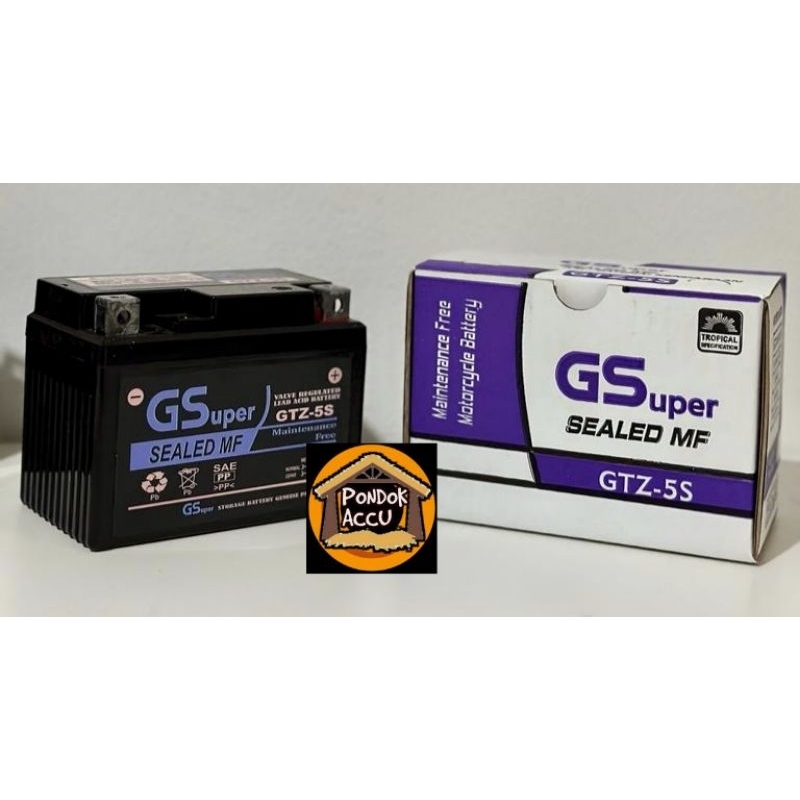 Aki GS GTZ 5S. aki sepeda motor mio. beat. revo. supra x 125. vixion