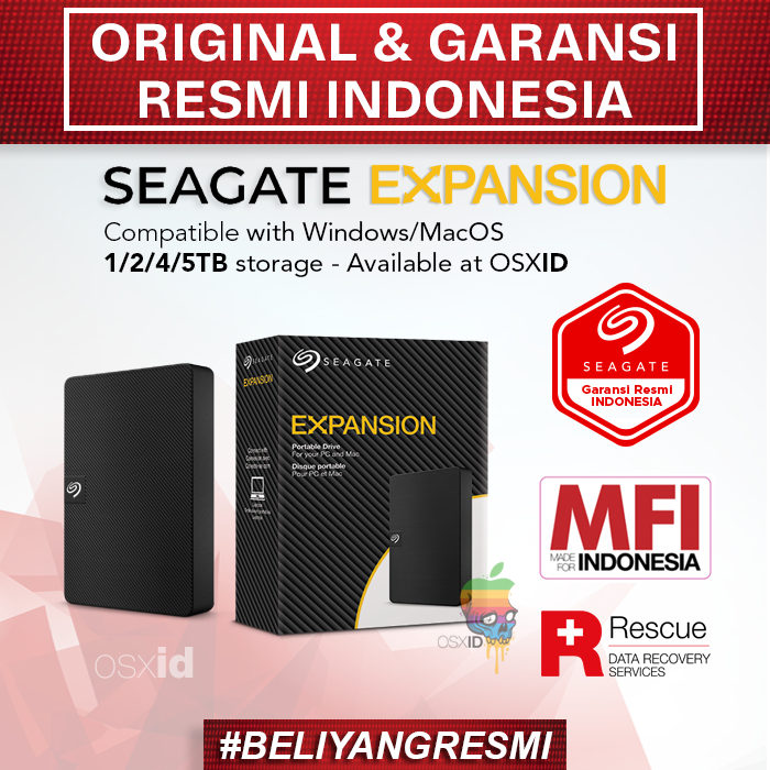 SEAGATE Expansion 1TB / 2TB / 3TB / 4TB / 5TB - External Hardisk HDD - Garansi Resmi - MFI