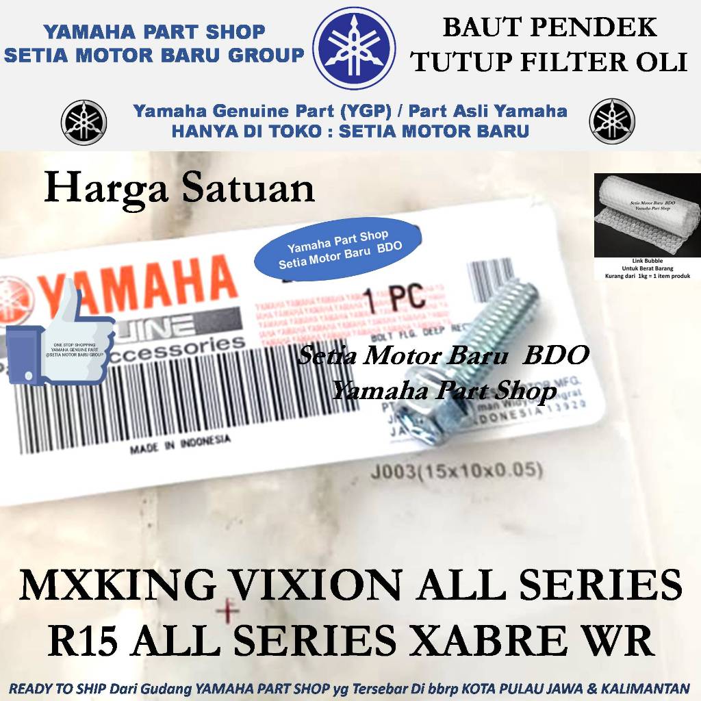 Baut Bolt Pendek Tutup Filter Oli Mx King MxKing Vixion Xabre Wr R15 Asli Yamaha Bandung