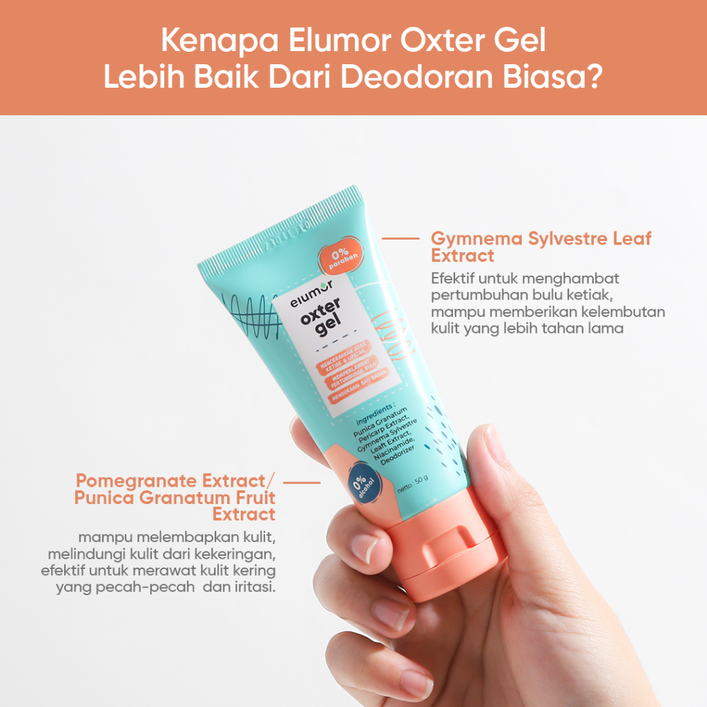 Bundle Oxter Gel New Formula 50g + Elumor Oxter Cream 30g | Deodorant &amp; Krim Pemutih Ketiak