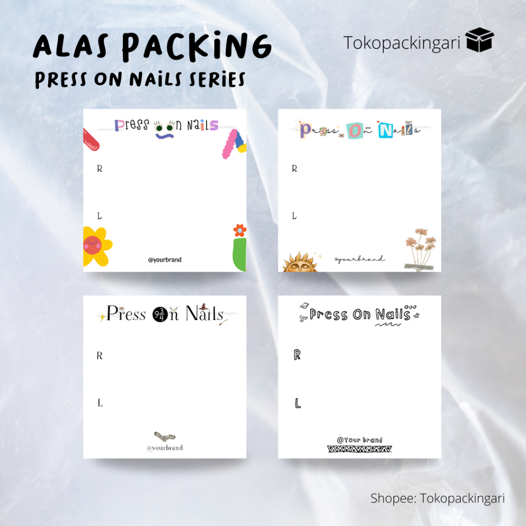 

Alas Packing | Press On Nails Series | Paper Aksesoris | Kertas Dudukan | Cute Paper | Alas Packaging