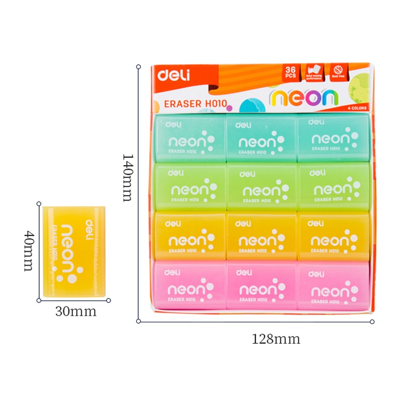 

Deli Penghapus Pensil Warna Neon bahan Eco-PVC kualitas bagus EH01000