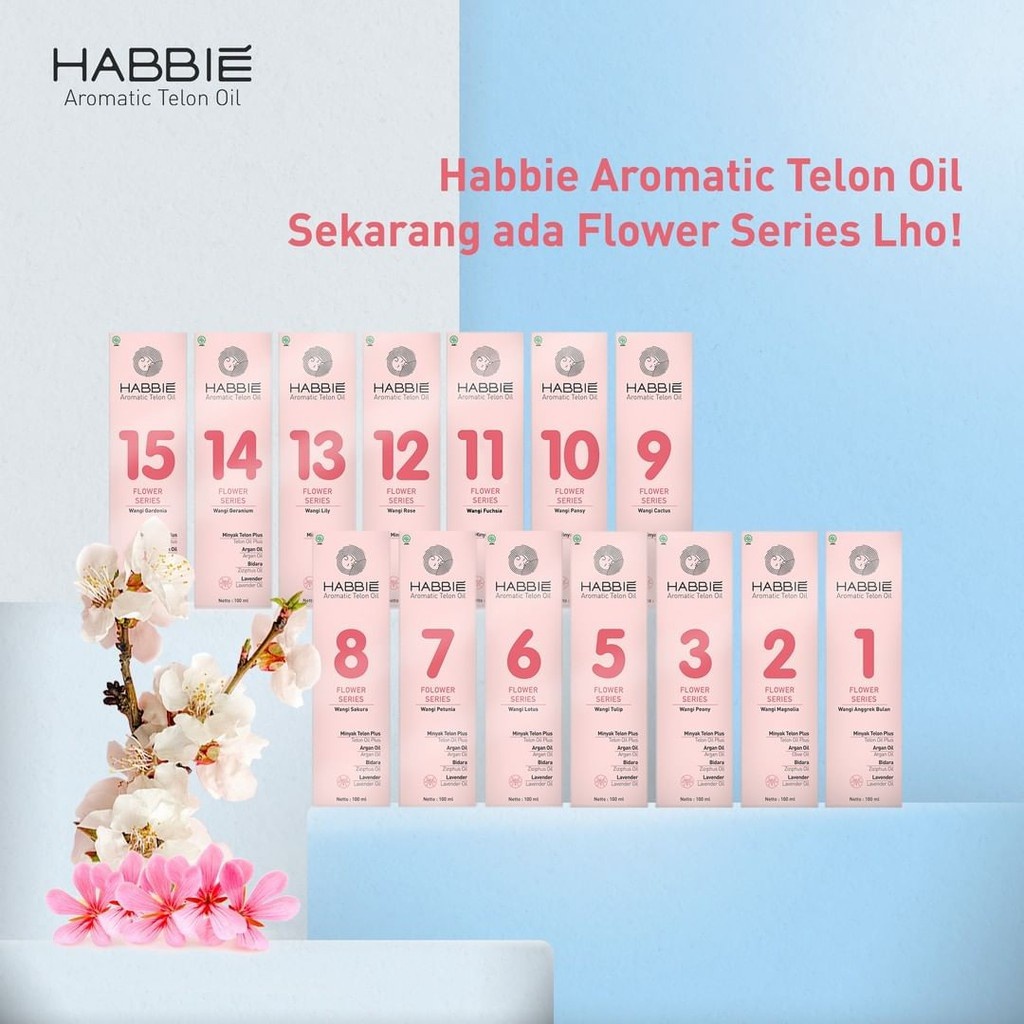 No 15 Gardenia Habbie Minyak Telon Aromatic Flower Series BPOM Aman untuk Bayi dan Anak