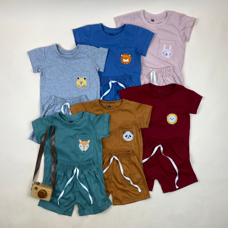 Grosir Setelan Anak Kaos Pocket Bordir Pineapple Kids