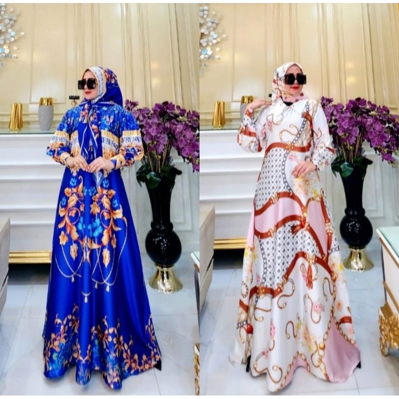 " NEW " READY GAMIS BUNGA SILK PRINTING BY RAINA FASHION