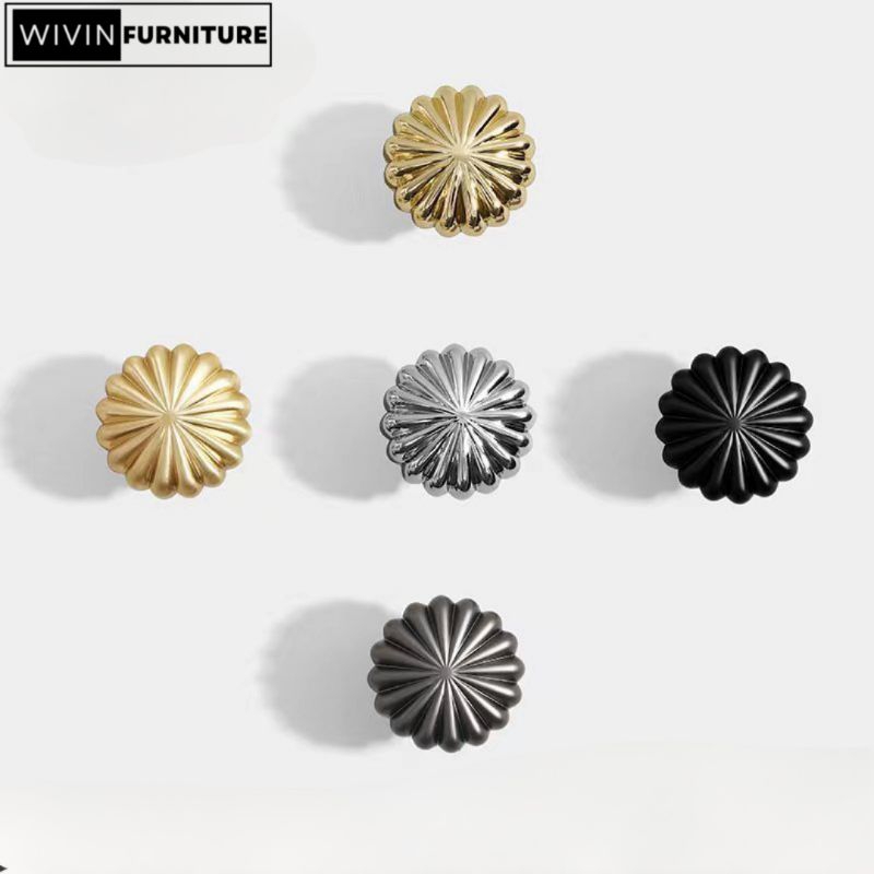 W-49 Handle Lemari Knob Flower Gold Grey Black Chrome Tarikan Laci Dapur Aksesoris Furniture