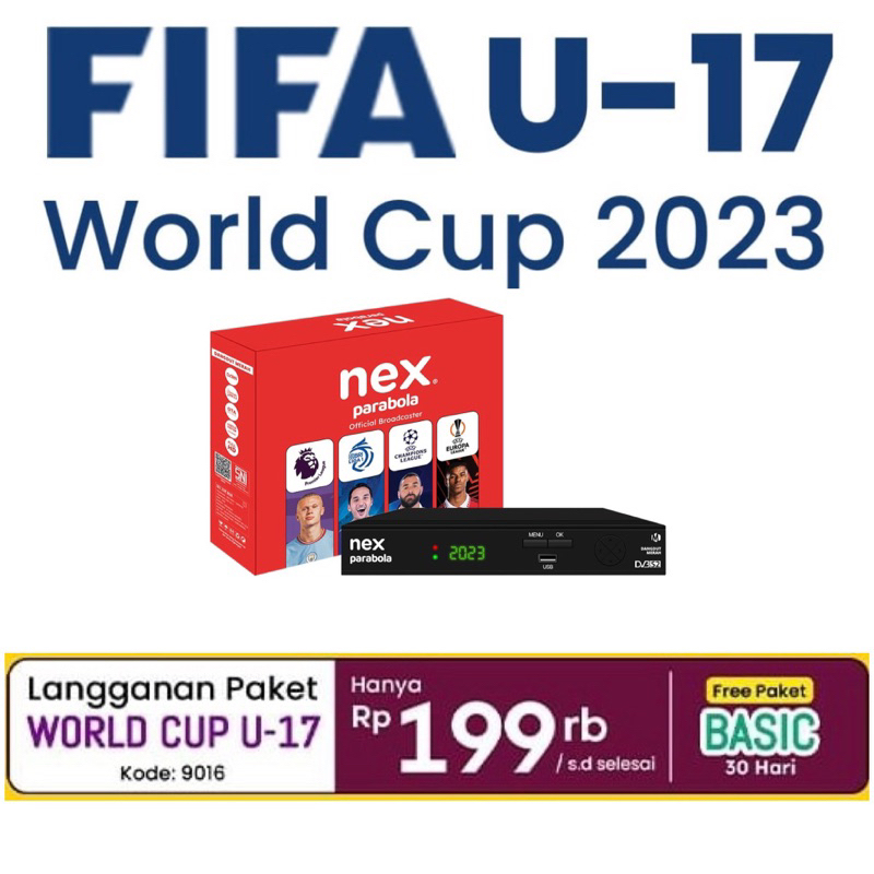 Paket Bundling Receiver Nexparabola + Paket FIFA U-17 World Cup 2023 + Topi Nex Parabola
