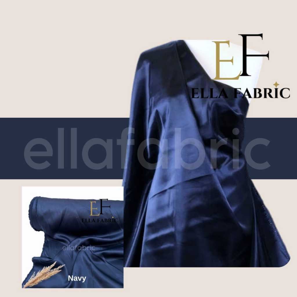 BAHAN KAIN SATIN PER KELIPATAN 1/2 (SETENGAH) Meter Satin Velvet Premium Navy