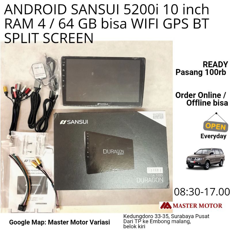 Android Sansui DURAGON SA 5200i 9" 10" RAM 4/64 GB Wifi GPS Map Mirrorlink SPLIT SCREEN Full HD Head