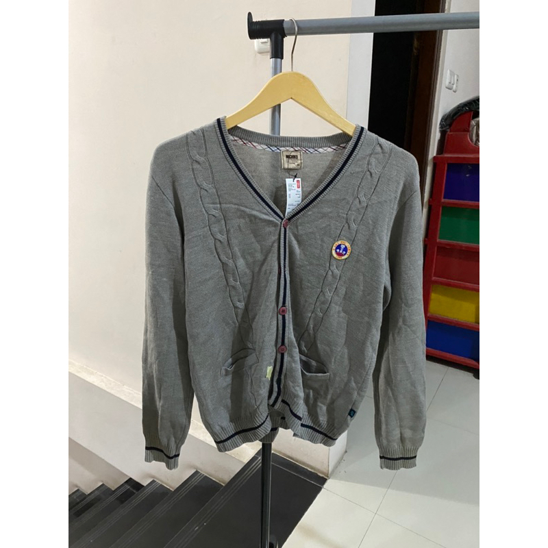cardigan basic kepang abu - cardigan rajut pria wanita - cardigan kepang abu academia