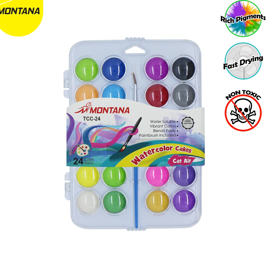 

➜♪✲❊ MurahMurahATK WaterColor 24 Warna / Cat Air Montana TWC-24 / WaterColor Cake