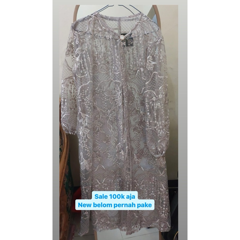Long outer brukat kancing baju dress kondangan