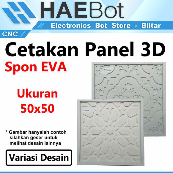 GROSIR ✅ [HAEBOT] Cetakan Panel Dinding Motif 3D Ukuran 50x50 Spon Eva Model 4 50cm Spons Wallpanel Kotak Gypsum Semen Pola Geometris CNC