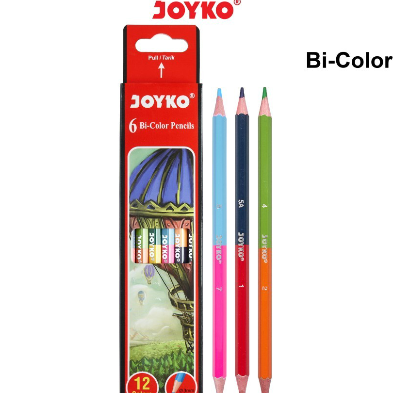 

➦➮✶✺ Bi Duo Color Pencil / Pensil Warna 2 Dua Sisi Joyko CP-Bi100 12 Warna Best