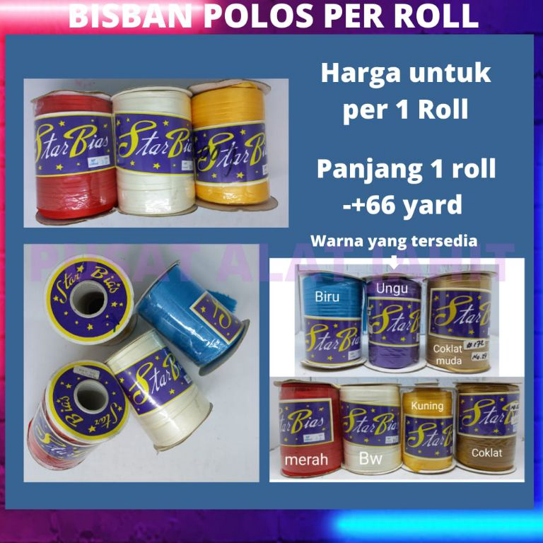 TERBARU⚡ PITA BISBAN LIS BIS SATIN POLOS PELIPIT PENUTUP JAHITAN JAITAN PINGGIRAN BAJU PAKAIAN KAIN 
