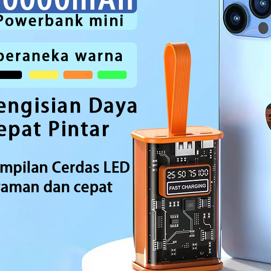MURAH POWERBANK MINI 20000MAh FAST CHARGING Tampilan digital LED transparan USB 3.0 Power bank