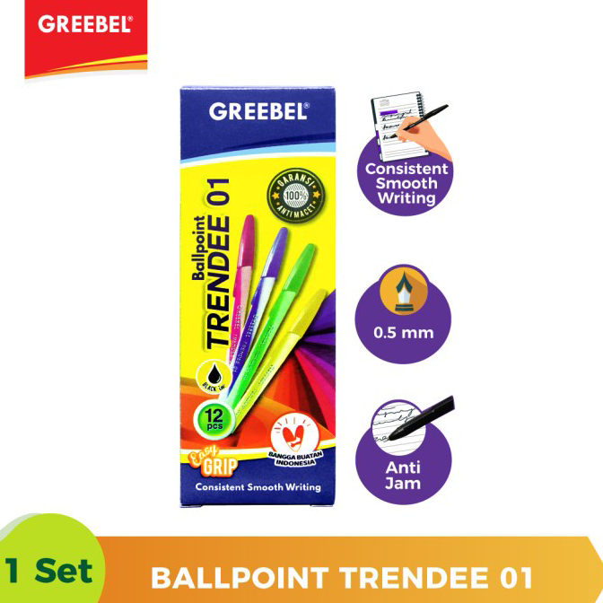 

❤[PROMO ⚡ALE!!!]❤ Ballpen Pulpen Greebel Ballpoint Trendee0.1 Black - 12pcs.