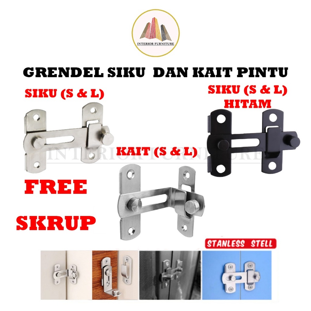 Grendel overpal gembok selot gembok pintu Cantolan Kunci Geser Pintu Grendel Kait Pintu (SIKU&KAIT)