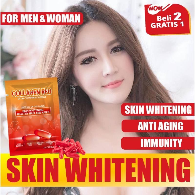 OBAT PEMUTIH KULIT WANITA COLLAGEN RED KAPSUL ORIGINAL SKIN WHITENING KULIT MATA LEHER HITAM TUMI KA