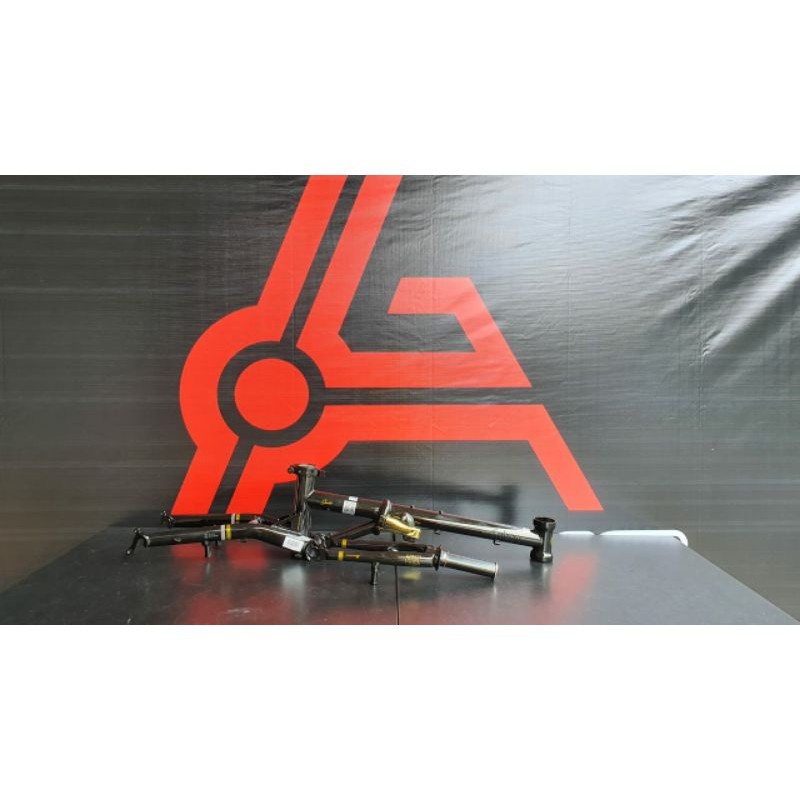 Frame fork FNHON Gust Black Gold 16inchi sepeda lipat seli V brake Tanpa Handlepost