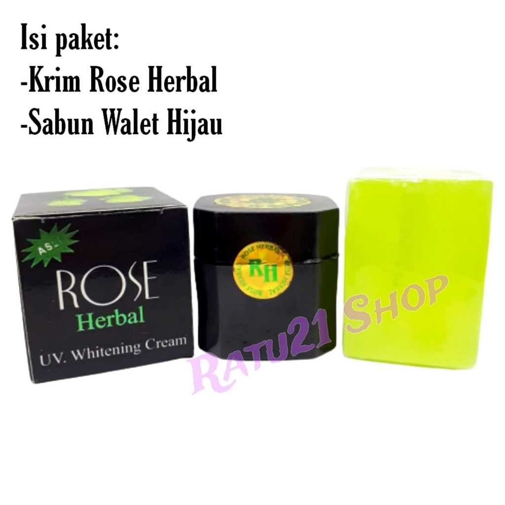 Paket Kecantikan 2in1/Krim Rose Hitam Herbal+Sabun Walet Hijau Original BPOM
