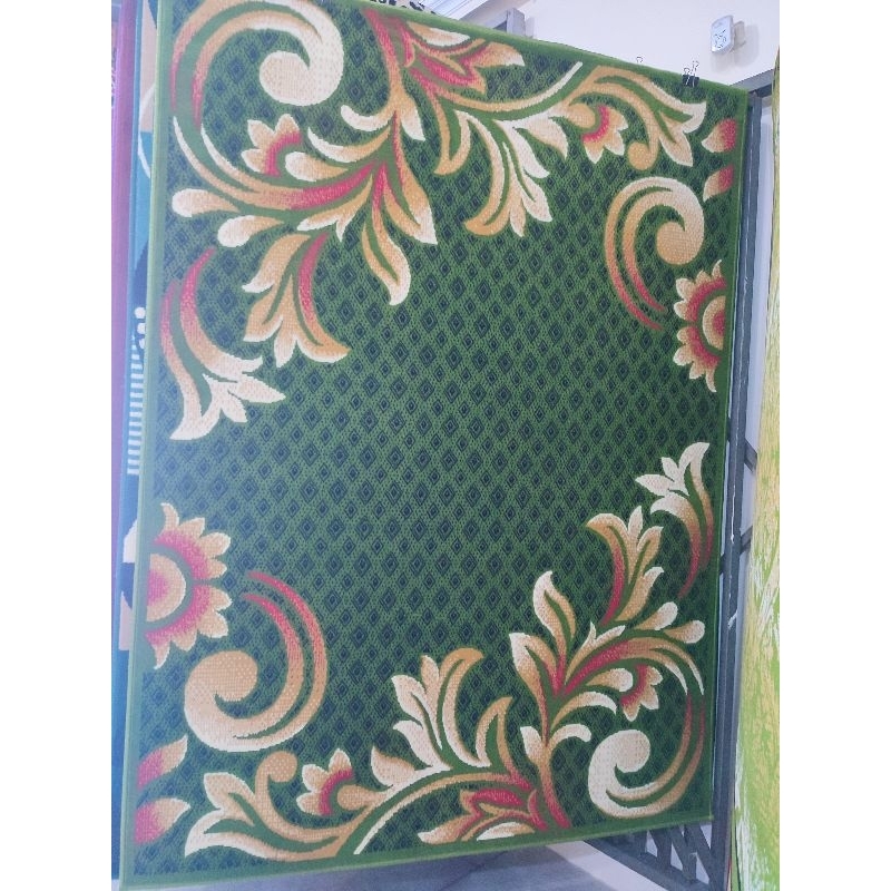 Karpet permadani uk.160X210, Karpet hijau neon, Karpet minimalis, Karpet ruang tamu