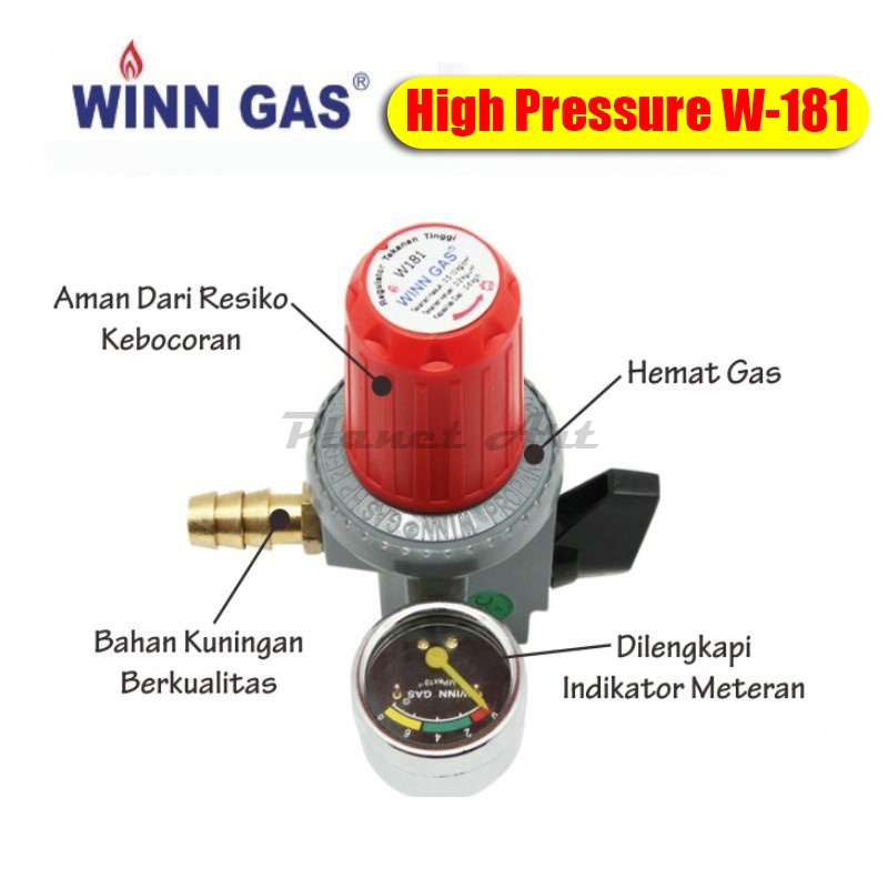 REGULATOR TEKANAN TINGGI HIGH PRESSURE KOMPOR LPG WINN GAS W-181 METER DAN NON METER REGULATOR KOMPO