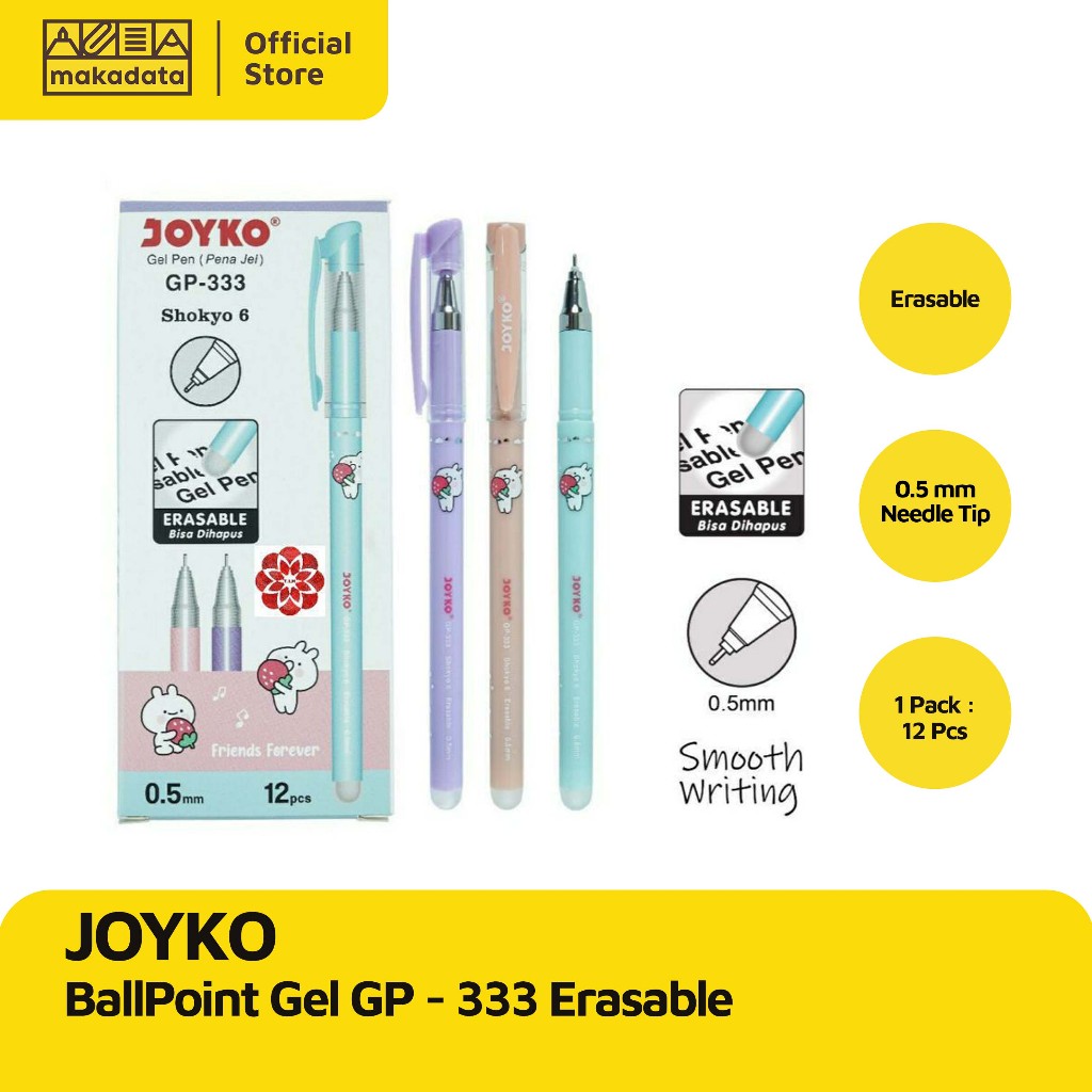 

PULPEN / BOLPEN GEL JOYKO GP-333 ERASABLE (1 PAK) MURAH