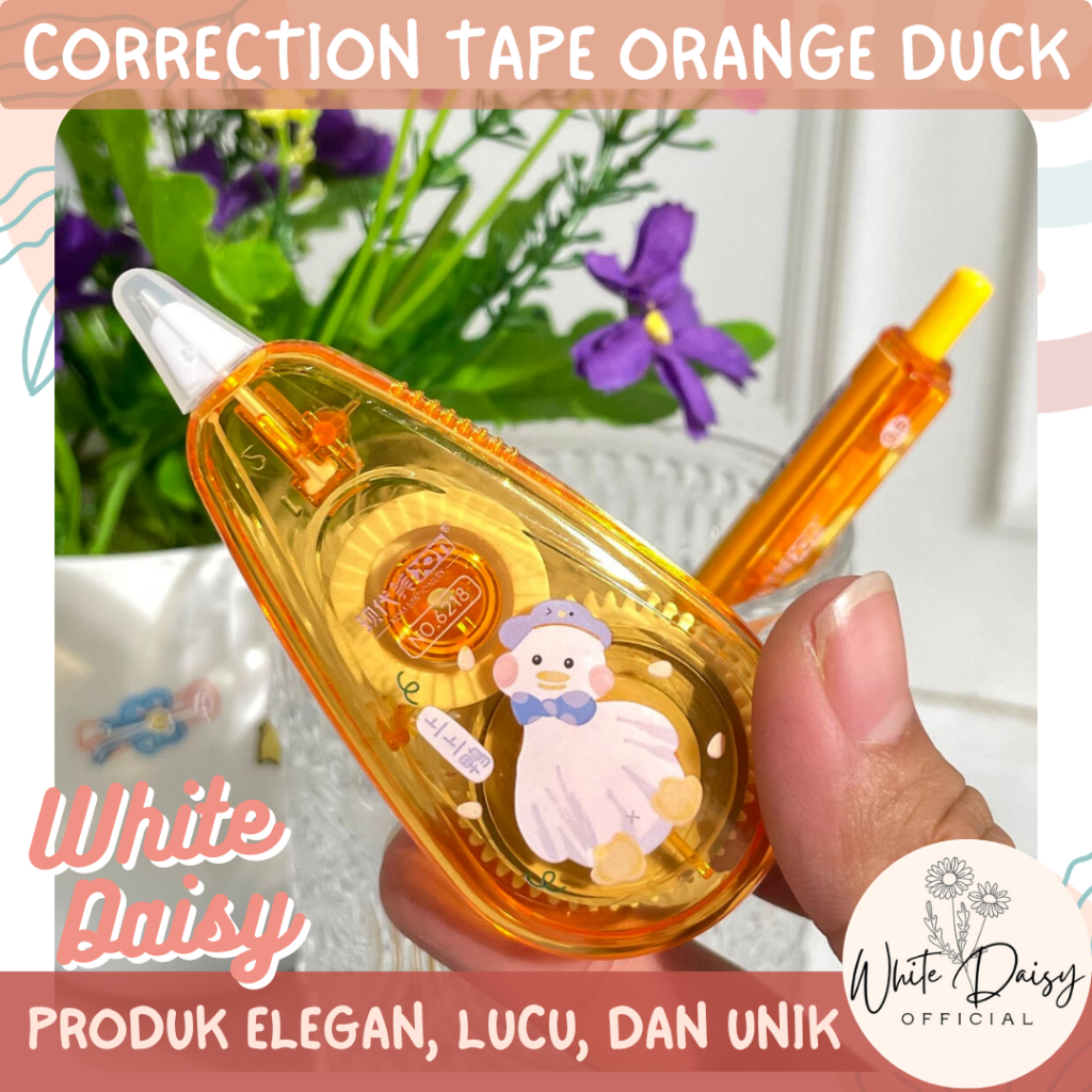 

Correction tape Orange duck premium motif bebek lembut + Pulpen lucu