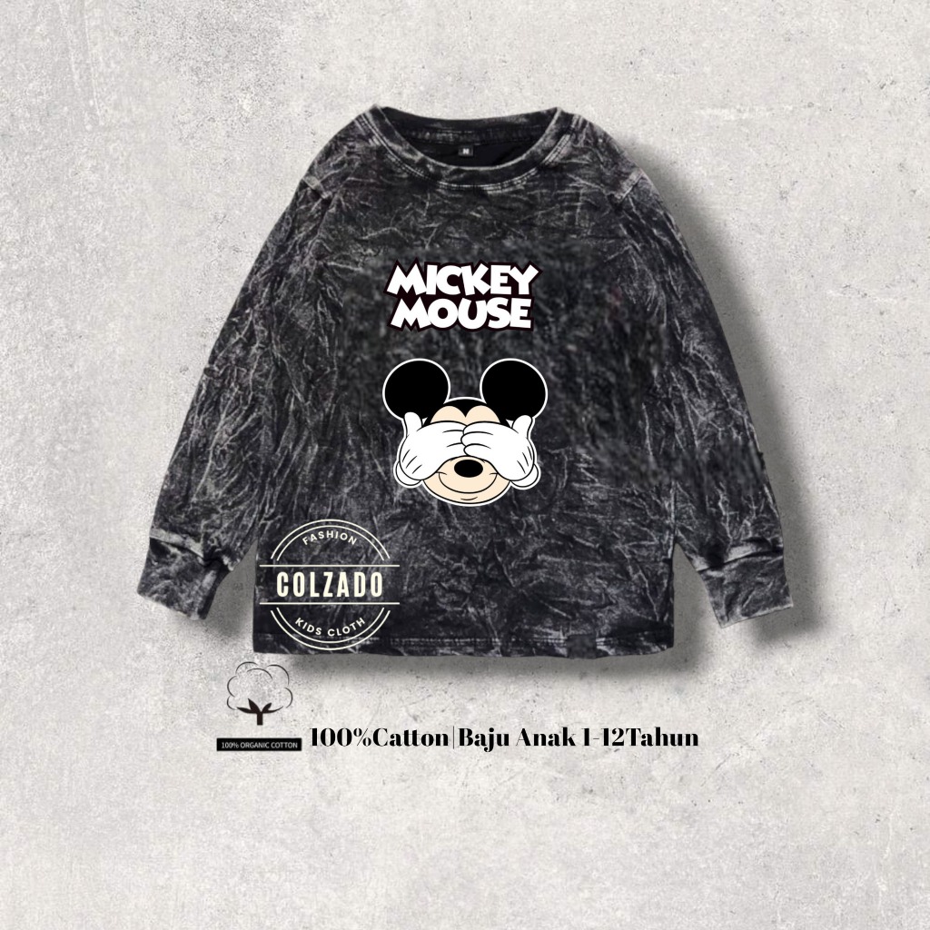 Baju Kaos Anak 1-12Tahun/Baju Anak Laki-Laki&Perempuan/Baju Anak Washing Lengan Panjang