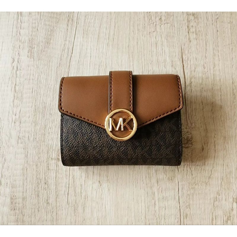 nw dompet michael Kors MK small bifold brown original authentic wallet