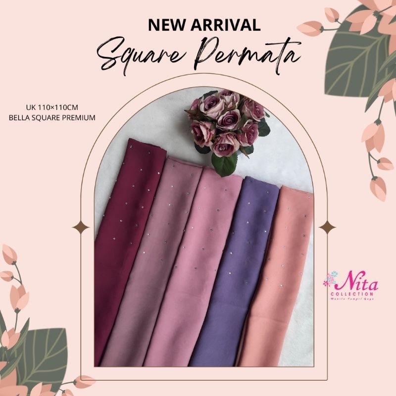 jilbab segiempat / Jilbab permata / Bella square / jilbab motif / Square permata