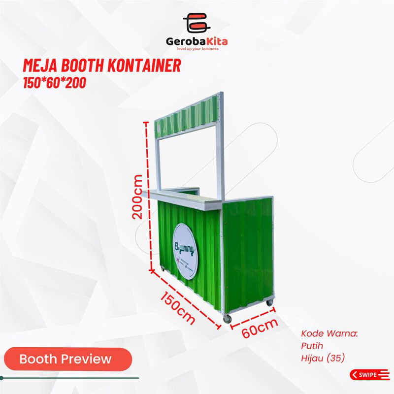 Meja Booth 150x60x200