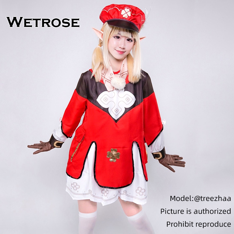 【Wetrose】Genshin Impact Klee Cosplay Wanita Women Costume Kostum Full Set, Klee Wig