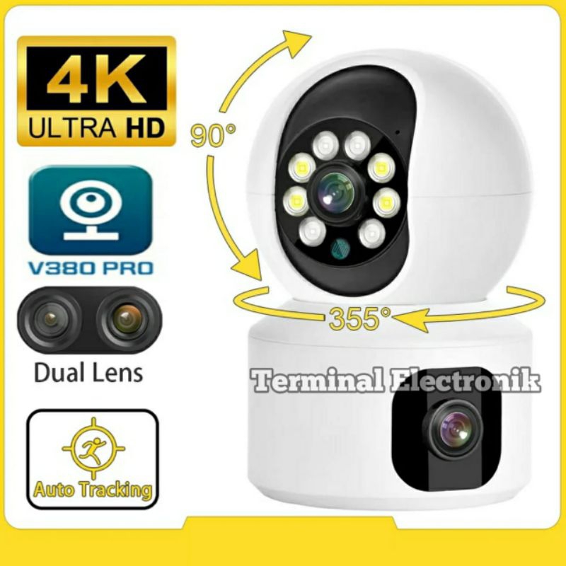 Ip Camera Cctv Wifi V380Pro 8MP+8MP=16MP Dual Lens 360 Derajat PTZ Kamera 2 Screen Monitor Auto Tracking