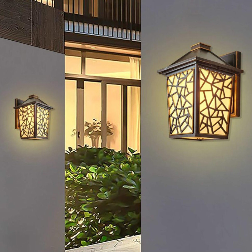Lampu hias dinding taman kaca frosted brown CLASSIC AMERICAN OUTDOOR indoor WATERPROOF simple minima